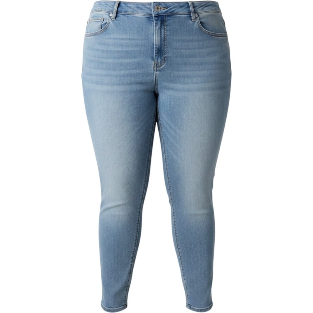 Terra & Sky Jeans Womens 26W Petite Blue Skinny High Rise Distressed Preppy#362C